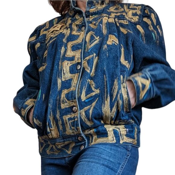 Vintage 80s Hand painted denim jacket - Picture 7 of 12